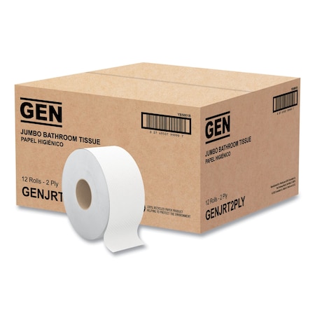 Gen Jumbo, Continuous Sheets, White, 12 PK GENJRT2PLY1000